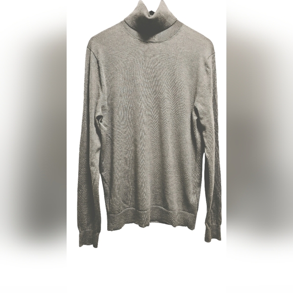 Massimo Dutti Turtleneck Sweater Knitwear Fine Wool Blend Ecru Khaki size XL - Picture 1 of 7